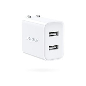 UGREEN usb充電器 2ポート USBフルスピード充電器 ACアダプター【3.4A PSE認証済み 折りたたみ式プラグ】 iPad/iPhone13/ XR Xs Max X 8 7 6S、Xiaomi、Google Pixel、Galaxy A10 A20 など対応