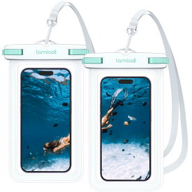 【2枚セット】 スマホ 防水 ケース 海 お風呂 IPX8 Lamicall : プール 水中撮影 スマホ防水ケース ぼうすい アイフォン スマフォ すまほ アイホン 携帯 けいたい 顔認証 首かけ 海水浴 水泳 潜水 温泉 iPhone 15 14 plus pro promax 13 mini 12 11 プロ マックスse Huaw