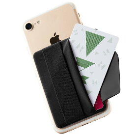 Sinjimoru スマホストラップ 背面 カード収納 ポケット、 片手操作便利 スマホ 落下防止バンド iPhone 15、14、13、12 シリーズ androidなど 全機種対応 携帯電話貼り付けのハンドストラップ付 クレジットカードホルダーケース。Sinji Pouch B-flap ブラック