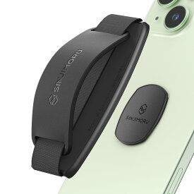 Sinjimoru 無線充電対応スマホストラップ、 いつどこでも動画視聴できるシリコンスマホスタンド付きのスマホ落下防止ハンドグリップ、取り外しできるiPhone androidスマホ、スマホケース対応バンド型のスマホリング。 Sinji Mount S-Grip ブラック