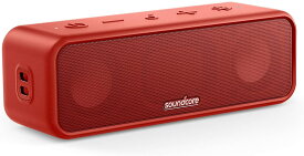 Anker Soundcore 3 Bluetooth スピーカー/ IPX7 防水/チタニウムドライバー/デュアルパッシブラジエーター/BassUpテクノロジー/アプリ対応/イコライザー設定/USB-C接続/ 24時間連続再生/ PartyCast機能/お風呂で使用可能/プレゼントやギフトに最適/レッド