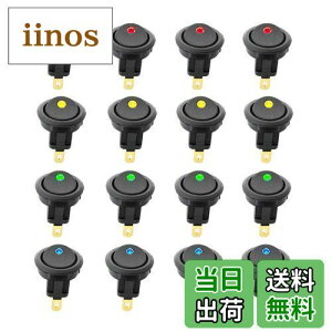 yzCESFONJER 16 pcs ~jԂ̃{[g19mm LEDCWP[^̃bJ[XCb`A{^ ~jۂ Cb`Au[bhO[CG[ DC 12V 20A 3sI - ItA SPSTKǉdq@