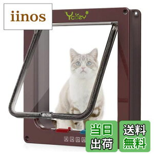 【送料無料】Ycozy ペットドア 外寸28×25cm 猫 出入り口 小型犬用 ドア 猫扉 4-way切替 ロック キャットドア 室内用 取り付け簡単 冷暖房対策