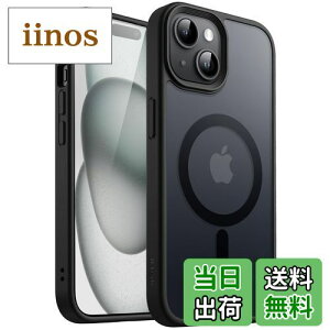 【送料無料】JEDirect iPhone 15 Plus 6.7インチ用 マグネット ケース MagSafeに対応 半透明のマット背面 薄型 耐衝撃 カバー (ブラック)