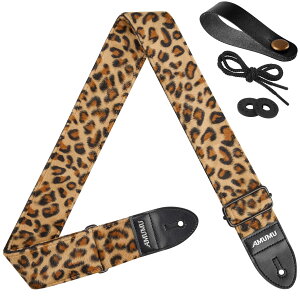 yz[Amumu] Guitar Strap Flocking Leopard for Bass, Electric & Acoustic Guitar Accessories