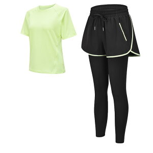 【送料無料】 レディース ヨガパンツ ジョガーパンツ レギンス ハイウエスト|ポケット付き 通気速乾 ストレッチ|美脚 トレーニング フィットネス ジム スポーツウェア 色:黒*グリーン