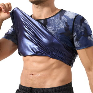 【送料無料】 サウナシャツ 半袖 メンズ サウナスーツ ヒートシャツ 発汗 迷彩柄 インナー ダイエット スポーツウェア ランニングウエア 洗濯可 減量用 ウォーキング 脂肪燃焼 大きいサイズ