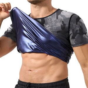 【送料無料】 サウナシャツ 半袖 メンズ サウナスーツ ヒートシャツ 発汗 迷彩柄 インナー ダイエット スポーツウェア ランニングウエア 洗濯可 減量用 ウォーキング 脂肪燃焼 大きいサイズ