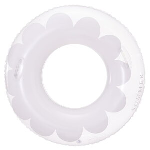 【送料無料】浮き輪 うきわ 浮き具 浮輪 O型 大人用 水遊び用 透明 花柄 可愛い フロート スイミング ビーチ プール 夏休旅行 海水浴 水泳 アウトドア レジャー用品 色:ホワイト