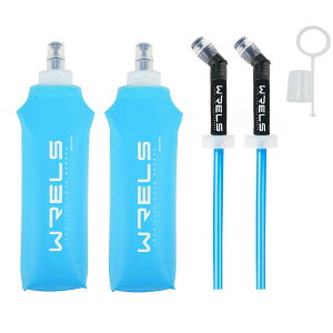 【送料無料】ソフトフラスク ハイドレーション ランニング ボトル 水筒 150ml/250ml/500ml 折りたたみ 防塵キャップ付き 軽量 トララン マラソン ハイキング 登山 色:水色