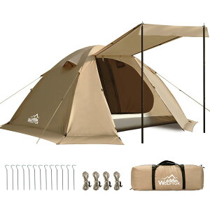 【送料無料】テント 2人用 4人用 【幅広い内室&通風 携帯超軽量】 簡単設営 前室あり 耐水圧4000mm 防蚊ネット付き 自立式 二重層構造 コンパック収納可能 二重層構造 テント ファミリー ドー