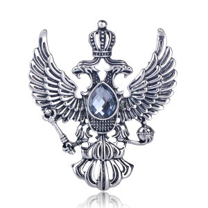【送料無料】MECHOSENアンティーク メンズ ブローチ 鷹と翼 鳥 王冠 クラウン 神聖ローマ帝国 ロシア 国章 紋章 カッコいい クール クリスタル 大粒 ファッション ラペルピン 安全ピン バッジ
