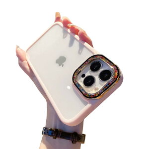 【送料無料】iPhone 15 Pro Max Plus ケース ピーズ デコ ストラップホール付き クリア 透明 iPhone 15 Plus カバー 可愛い レディース 女性 背面 ハードケース 色:ピンク、サイズ:15Pro