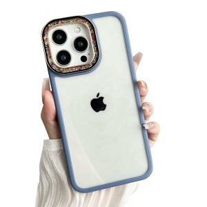 【送料無料】iPhone 15 Pro Max Plus ケース ピーズ デコ ストラップホール付き クリア 透明 iPhone 15 Plus カバー 可愛い レディース 女性 背面 ハードケース 色:ブルー、サイズ:13ProMax