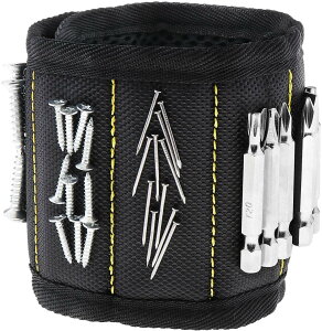 【送料無料】磁気リストバンド磁石付き 金属製 内蔵10磁石 吸着マグネット付き 磁気リストバンドアームバンド 小部品紛失防止 色:ブラック、サイズ:3.5*14.5