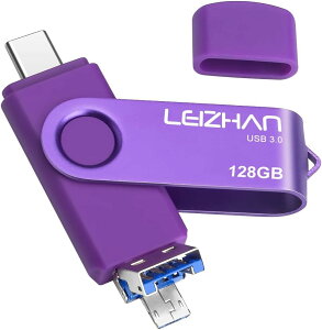 【送料無料】leizhan USBメモリ【USB 3.0/Micro/Type-C】3in1 フラッシュドライブタイプ-C 64G 128G OTG Uスティック ペンドライブ タイプC インターフェイス用 容量不足解消 マイクロペンドライブ 大容量