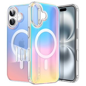 【送料無料】JETech iPhone 16 / iPhone 16 Pro Max 用 虹色ケース カメラコントロール付き撮影ボタン MagSafeに対応 かわいい ユニークで 美しいデザイン カラフル 半透明カバー 色:虹色、サイズ:iPhon