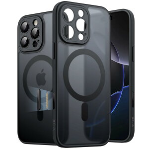 【送料無料】JETech iPhone 16 Pro / 16 Pro Max 用 マグネットケース カメラコントロールボタン MagSafeに対応 半透明のマット背面 薄型 耐衝撃 フォンカバー 色:ブラックチタニウム、サイズ:iPhone 16