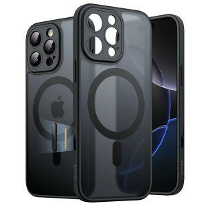 【送料無料】JETech iPhone 16 Pro / 16 Pro Max 用 マグネットケース カメラコントロールボタン MagSafeに対応 半透明のマット背面 薄型 耐衝撃 フォンカバー 色:ブラックチタニウム、サイズ:iPhone 16