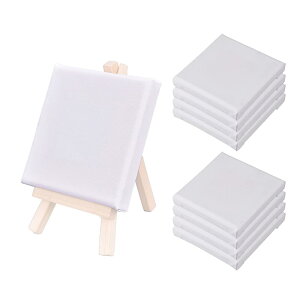 【送料無料】Mikankawa キャンバスボード 8個入り 正方形 純綿製キャンバス ミニキャンバス 絵画ボード 画材 油絵 水彩画 色:10*10、サイズ:10*10cm