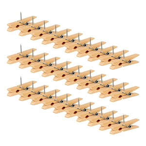 【送料無料】Mikankawa クリップ 木 ピン付き 画鋲クリップ 30個 ケース付き 写真固定用 コルクボード 写真壁 地図 文房具 事務用品 多用途 色:30個