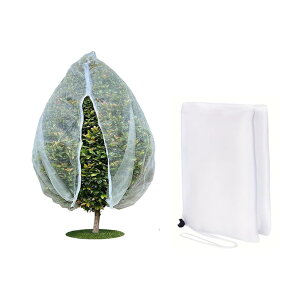【送料無料】Mikankawa 植物保護カバー 防虫網 140x100cm 1枚入 巾着式 ジッパー付き 1mm網目 いい通気性 直射日光防止 プランター 園芸 苗木 鉢植え 色:ホワイト、サイズ:140x100cm