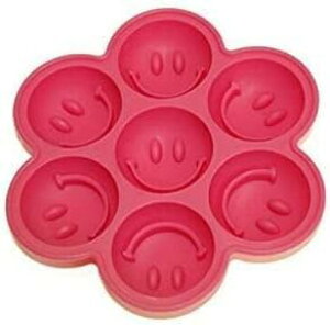 【送料無料】製氷皿 氷の鋳型OKSANO 笑顔製氷器 製氷機 製氷 皿 穴付き アイスボール 丸氷 ビール お茶 お酒 お菓子 アイスクリーム かわいい笑顔型 7ビン 色:赤