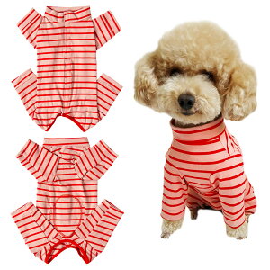 【送料無料】KUVEELA PET 犬 術後服 長袖 術後ウェア 術後カバー服 オス メス 虫よけ対策 避妊 離乳 傷口保護 皮膚病 通気 小型犬 中型犬 色:レッド、サイズ:SSサイズ (x 1)