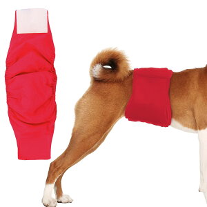 【送料無料】KUVEELA PET 犬用マナーベルト 雄犬用おむつ 犬用オムツカバー 男の子 お散歩 お外出 室内 おでかけ 介護 発情期 通気性 吸水性良い 再利用可能 色:レッド、サイズ:L