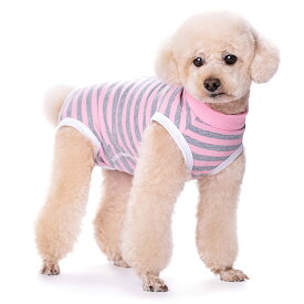 【送料無料】KUVEELA PET 術後服 犬服 猫 犬術後服 術後ウェア 術後カバー服 保護服 介護服 避妊 離乳 傷口保護 皮膚病 小型犬 中型犬 色：ピンク＋グレー、サイズ：S