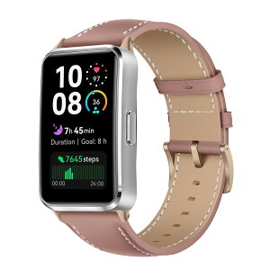 【送料無料】LanQii レザーバンド 用の HUAWEI Band 10 Aluminum Edition バンド PUレザー素材 ソフト 柔軟性 腕時計 交換ベルト 革製ストラップ クイックリリース 色:ダークピンク