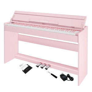 【送料無料】KIMFBAY 電子ピアノ 88鍵盤 ピアノ 木製 本体 電子 ピアノ 88鍵 Digital Piano アップライト ピアノ ペダル付き ファンクションボックス 子供 初心者 MIDI対応 色:ピンク