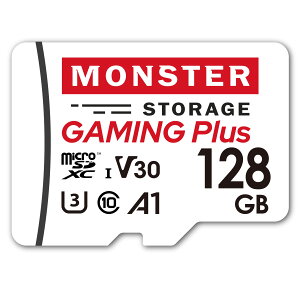 �y���������zMonster Storage microSD class10 UHS-1 U3 V30 A1 �ő�Read95MB/s �ő�Write80MB/s 4K�Ή� Nintendo Switch �h���C�u���R�[�_�[ ����m�F�� �ϊ��A�_�v�^�t ���{�������K�i �T�C�Y�F128GB