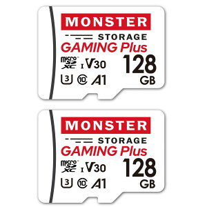 �y���������zMonster Storage microSD class10 UHS-1 U3 V30 A1 �ő�Read95MB/s �ő�Write80MB/s 4K�Ή� Nintendo Switch �h���C�u���R�[�_�[ ����m�F�� �ϊ��A�_�v�^�t ���{�������K�i �T�C�Y�F128GB×2���Z�b�g