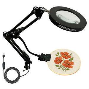 �y���������zKARMAREY �h�J�g �X�^���h �N�����v �N���b�v �g�勾 ���[�y LED���C�g�t�� �{��10�{ �܂肽���ݎ� USB���d ��| �Ǐ� ��Ɠ� �B�e���C�g �F�F�u���b�N�A�T�C�Y�F��