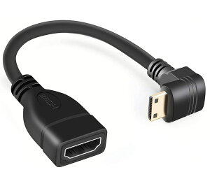�y���������zCable Factory �y Mini HDMI to HDMI L�^�i �����90�x�p�x�t���j �z Mini-HDMI �I�X to HDMI ���X �R���o�[�^ �A�_�v�^�P�[�u�� 3D 1080P �𑜓x�Ή� 0.15M/�u���b�N HDMI F-MiniM �F�FON/OFF 1M�A�T�C�Y�F
