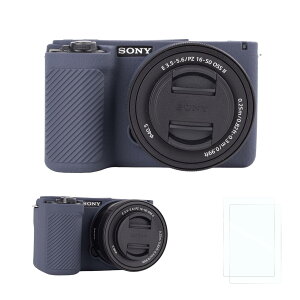 �y���������zRieibi �V���R���ی�P�[�X Sony Alpha ZV-E10 II �J�����P�[�X �X�N���[���v���e�N�^�[2�t�� �y�� ZV-E10II�P�[�X �O���b�v���o���� Sony ZV-E10 II�J�����P�[�X�p �F�FIndigo