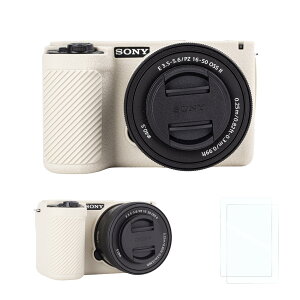 �y���������zRieibi �V���R���ی�P�[�X Sony Alpha ZV-E10 II �J�����P�[�X �X�N���[���v���e�N�^�[2�t�� �y�� ZV-E10II�P�[�X �O���b�v���o���� Sony ZV-E10 II�J�����P�[�X�p �F�FBeige