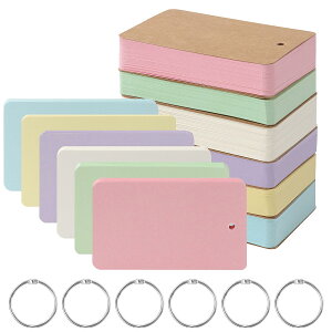 �y���������zZTOWOTO�����O�t���u�����N�P��J�[�h 300�� - �� �ËL�J�[�h 3.2x2.1In�A�g�їp�ËL�m�[�g �ȒP�t���b�v�A�P�꒠ �w�K/�I�t�B�X/������/�Q�[���J�[�h�p(6�F) �F�F�z���C�g�A�T�C�Y�F