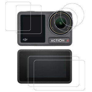 �y���������zHUAKE DJI Osmo Action 4 �ی� �t�B�����y(6��)�K���X�t�B�����z�K���X�t�B���� DJI Osmo Action 4 �p ���Y�Ɏq�f�ސ� ���� �K���X �w��h�~ �t�� �ی� �t�B���� �����Y�J�o�[ �T�C�Y�F6-DJI Os
