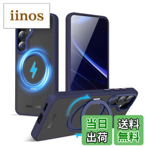 �y���������zMagSafe�Ή��P�[�X 360°���R��]�X�^���h �ϏՌ��� �����O�t�� ���G��ǂ� �S�ʕی� �h�o �F�F�u���[�A�T�C�Y�FGalaxy S25 Plus �p