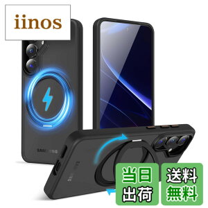 �y���������zMagSafe�Ή��P�[�X 360°���R��]�X�^���h �ϏՌ��� �����O�t�� ���G��ǂ� �S�ʕی� �h�o �F�F�u���b�N�A�T�C�Y�FGalaxy S25 Plus �p