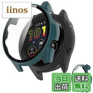 �y���������zINIAYOH For Garmin Forerunner 165 �J�o�[ �K�[�~�� Forerunner 165 �ی�P�[�X �����K���X�t�B����+���ϏՌ�PC�t���[�� ���˒ጸ �w��h�~ �y�ʃX�����݌v �F�F�O���[��