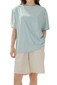 【送料無料】 水着 レディース 体型カバー ラッシュガード Tシャツ タンキニ 上下セット くすみカラー ハーフパンツ 4点セット 半袖 長袖 UVカット 色:6ブルーグレー×ベージュ(半袖)、サ