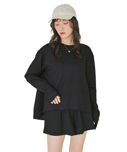 【送料無料】 4点セット ヘムライン ラッシュガード×ビキニ 水着 DFXM0591 レディース 色:ブラック、サイズ:S