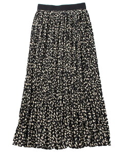 【送料無料】 スカート レディース プリーツスカート ミディ丈 プリント レオパード柄 フレア ロング おしゃれ ウエストゴム 通勤 普段着 春 夏 秋 冬 黒 白 花柄スカート 色:ブラック、サ