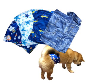 【送料無料】yuaseiharu マナーベルト 犬 オス 3点+防水ポーチセット おしっこ お漏らし対策 サイズ調整可能 マーキング防止 防水加工 おむつ 男の子 介護用 高品質/ 色:A柄 星その他、サイズ