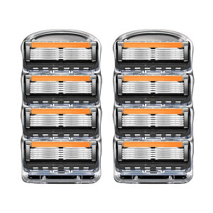 【送料無料】YCthriving ジレット対応 替刃 プログライド 8個入 ProGlide 替え刃 5枚刃 互換品 マニュアル カミソリ オレンジ色 色:オレンジ