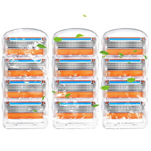 【送料無料】ジレット 替刃 5枚刃 髭剃り ひげそり マニュアル カミソリ 交換品 Fusion替え刃 プログライド フュージョン 互換 色:ブラック、サイズ:LL-JS-12-ZFH