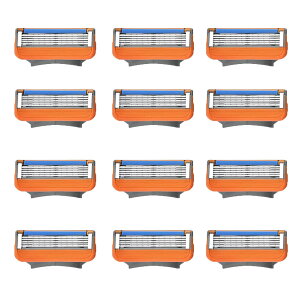 【送料無料】ジレット対応フュージョン替刃Fusion替え刃髭剃りひげをりマニュアルカミソリ交換品 色:オレンジ、サイズ:12